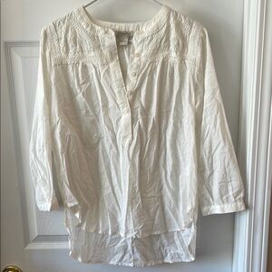 Lucky Brand Cream 3/4 Sleeve Buttoned Tunic